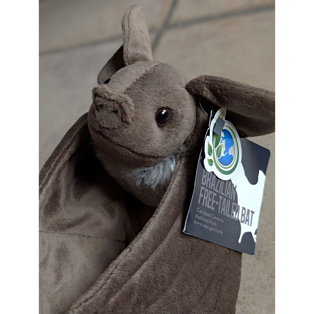 Wild Republic Brazilian Free Tailed Bat Toy Plush Stuffy NWT 17" Adorable Soft